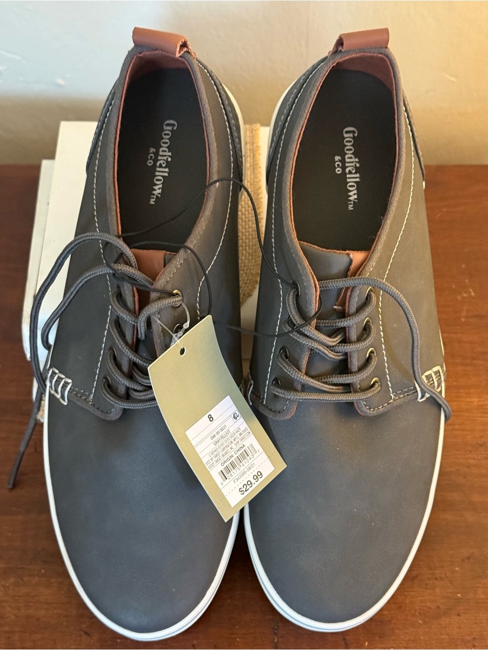 Goodfellow & Co Men's Gray Lace-Up Casual Sneakers with White Sole